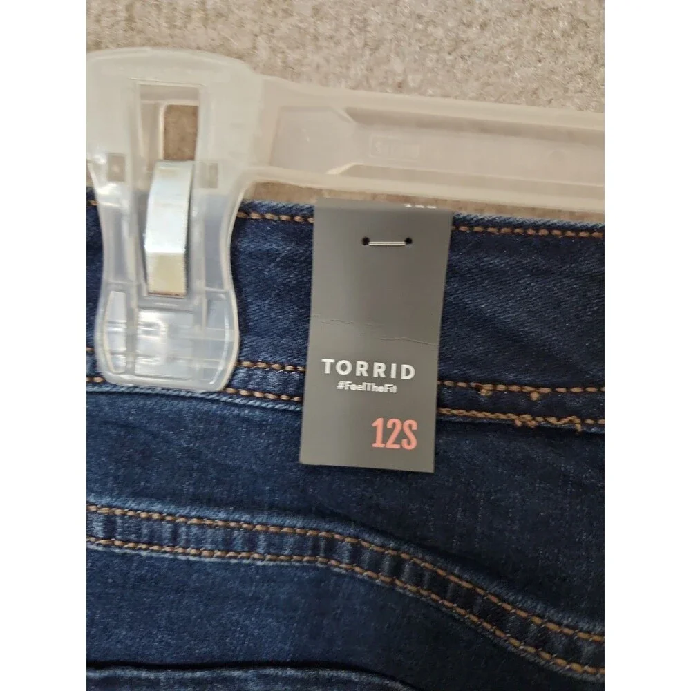 Torrid Luxe Slim Boot Cut Jeans Womens 12 Short Blue Dark Wash Super Stretch NEW